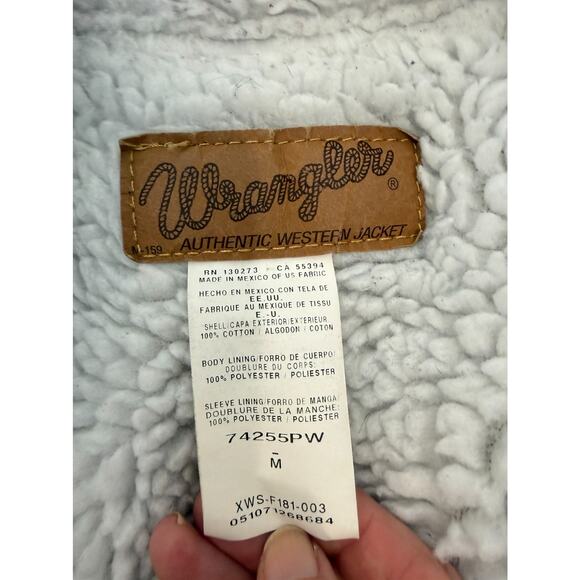 90's Vintage WRANGLER Sherpa Lined Denim Jacket Men's Trucker MEDIUM #0101 - Picture 16 of 16
